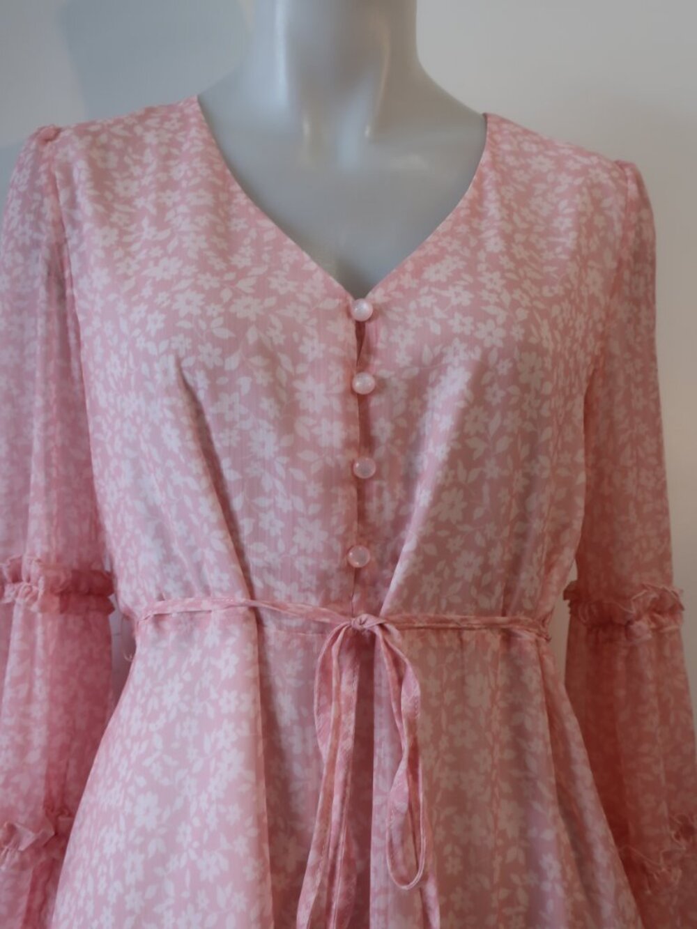 Womens Cupshe Pink Floral Print Long Sleeve Dress S - Picture 4 of 12